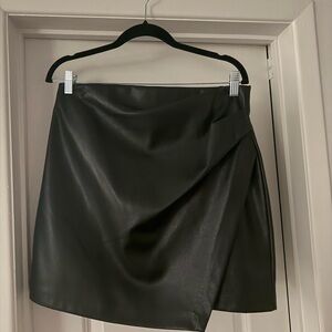 Wilfred Black Leather Mini Skirt